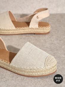 SHUZIA Alpargatas planas envolventes de tejido minimalista básico de ajuste ancho para mujer - Beis - Ver 6