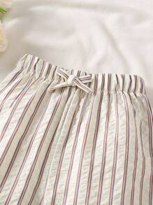 Pantalón ancho casual de rayas para niña joven - Multicolor - Ver 5