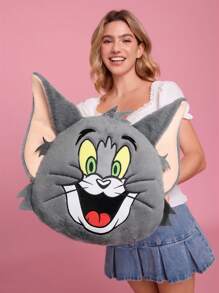 TOM & JERRY X SHEIN Gối ném bằng vải nhung hoạt hình dễ thương, chất liệu mềm mại, thích hợp để trang trí nhà cửa, văn phòng hoặc ô tô - Nhiều màu - Xem 4
