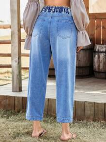 EMERY ROSE Women's Loose Fit Straight Leg Casual Jeans With Pockets - Blue - View 2