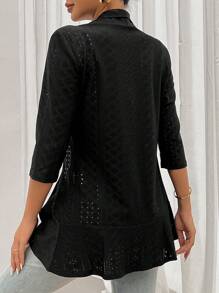 SHEIN Privé Chaqueta regular para mujer con mangas medias y unicolor de moda
