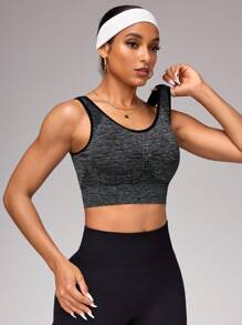 SHEIN Sport Studio Brassière de sport de fitness quotidienne avec bordure froncée pour femmes