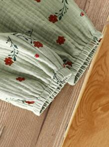 SHEIN Vintaside Kids 2pcs Baby/Baby Girl Ditsy Floral Long Sleeve Clothing Set, Autumn