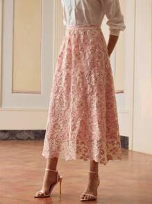 ZEYLAH Women's Elegant Hollow Out Embroidery Skirt, Summer Fall Cloth For Women - Pink - View 4