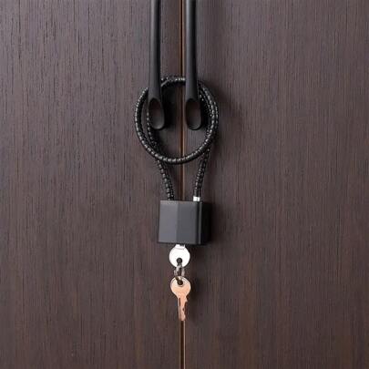 1 件钢缆锁，橱柜把手挂锁，15 英寸钢缆锁，适用于储物柜、文件柜、衣柜小围栏、冰箱门、小棚屋、宠物门锁