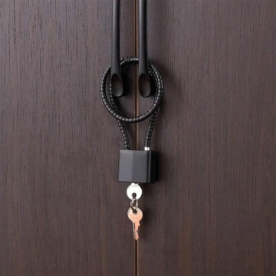 1 Piece Steel Cable Lock, Cabinet Handle Padlock, 15 Inch Steel Cable Lock, Suitable For Storage Cabinets, Filing Cabinets, Wardrobe Small Fences, Refrigerator Doors, Small Sheds, Pet Door Locks