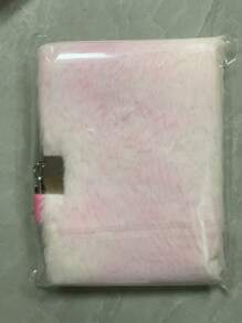 SHEIN A6 刺绣字母珠心毛绒笔记本带锁，1 个，适用于学生日记、女孩日记本、男孩和女孩礼物，含 80 张 - 彩色 - 查看 4