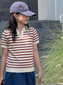 Dazy Kids Tween Girls Casual Loose Striped Short Sleeve Pullover Sweater,Girls Summer Outfits,Back To School Clothes