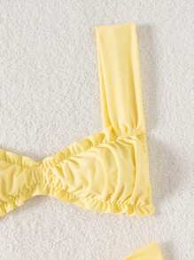 Swim Vcay Costume da bagno a due pezzi estivo da donna, aderente ed elegante, di colore giallo per vacanza