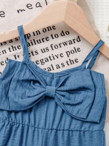 SHEIN Playful Pals Mono de verano informal para bebé niña con diseño de mariposa y tirantes de unicolor - Azul - Ver 6