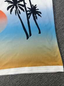 Manfinity Dauomo Men's Botanical Print Sleeveless Casual T-Shirt For Summer - Multicolor - View 4