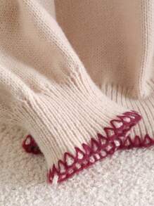 CosyJoli 大码优雅法式浪漫犬牙边纯色休闲通勤度假时尚针织开衫秋冬女士