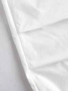 SHEIN Tween 女童纯色抽绳腰口袋阔腿宽松褶皱休闲裤，春夏 - 白色 - 查看 9