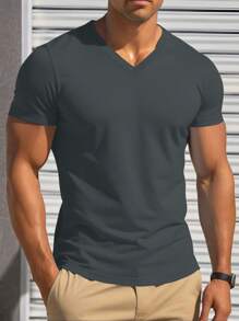 Manfinity Homme 3 件男士夏季纯色 V 领短袖休闲百搭 T 恤男士 V 领 T 恤男士 T 恤套装纯色 T 恤男士男士 T 恤夏季 T 恤。送给男朋友或丈夫的绝佳礼物。 - 彩色 - 查看 5