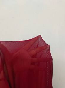 Napfluff CURVE Napfluff CURVE Plus Size Sexy Ruffled Pearl Flower Pendant Lace Splice Nightgown - Burgundy - View 6