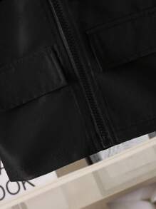 SHEIN 3pcs Baby/Toddler Boys Casual Cargo Vest Jacket + Short Sleeve T-Shirt + Cargo Shorts Outfit, Suitable For Summer Outdoor Activities Young Boys Clothing Sets Boys Outfit Sets Boy Clothes For Kids Baby Boys Sets - Black - View 7