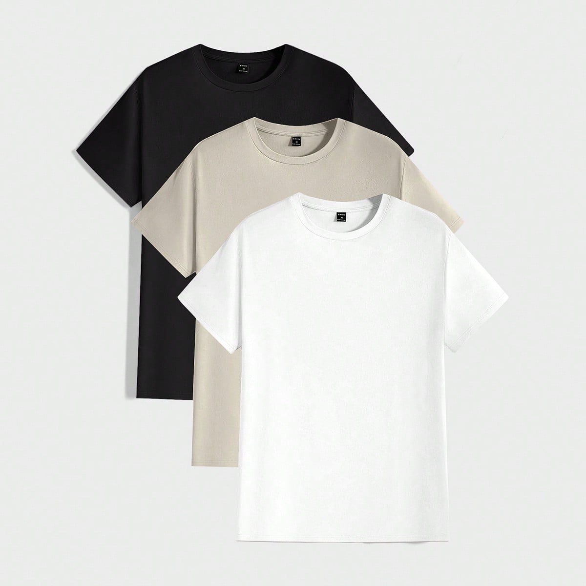 Paquete de 3 piezas Camiseta de manga corta de unicolor casual para hombres, para salir, para amigos, vacaciones, regalos del Día del Padre