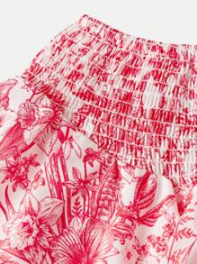 SHEIN Top à fines bretelles style floral pour préadolescentes et jupe évasée en 2 pièces, style décontracté de rue