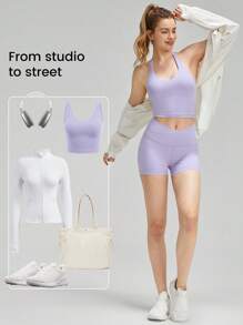 GLOWMODE 4.3" FeatherFit™ Crossover Cutie Biker Shorts Low Impact Cycling Running Gym Workout Summer