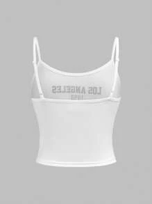 SHEIN Girlism 三件套：深蓝色撞色字母印花套头连帽衫，休闲运动裤，时尚、基本款、日常、百搭；纯蓝色纹理字母印花圆领宽松短袖 T 恤，适合各种运动场合、返校装、学院风、节日家庭户外野餐 - 藍白色 - 查看 6