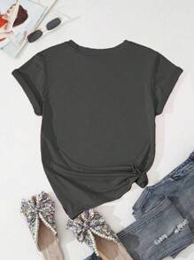 EMERY ROSE Áo phông cỡ lớn in hình Kindness Is Free - Xám - Xem 2