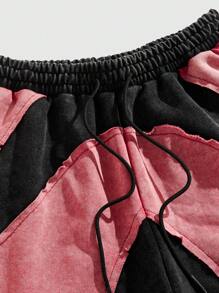 ROMWE MEN Street Life 男士休闲拼色短裤，夏季 - 彩色 - 查看 4