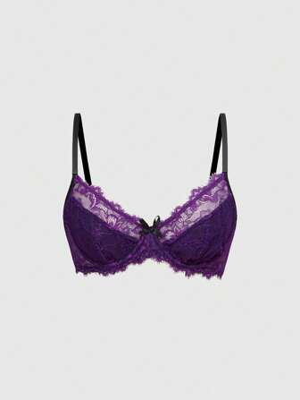 Goth Women's Underwire Lace Bow Decorated Bralette