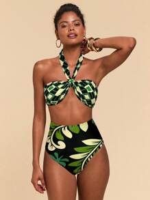 Travachic 女士几何印花比基尼套装，海滩度假 - 彩色 - 查看 4