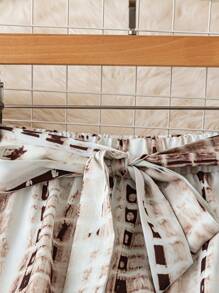 SHEIN Tall Pantaloni eleganti da donna in stile casual e adatti alle vacanze, con stampa floreale, vestibilità morbida e fiocco in vita