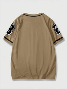 ROMWE MEN Prep Camisa de manga corta casual de hombre con estampado de logo de ciudad, para verano
