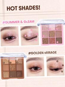 SHEGLAM Glimmer & Gleam Palette De Fards à PaupièRes 9 Couleurs Remise De DiplôMe Anniversaire Vacances ÉTé Automne Y2K ÉLéGant Mode Femmes Maquillage CosméTique FêTe Plage Voyage Camping Plein Air ÉCole Campus Excursion Festivals DéCoration Cadeau PréSent Rose Fille Cosplay Meilleur Couleur Charme Ambiance