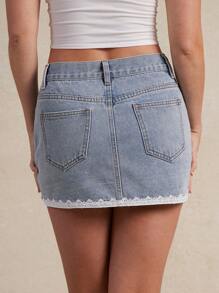 WESTFADE Western Embroidered Premium 91% Cotton Denim Micro Mini Skirt Summer Nashville Country Concert Casual Cute Brunch Elegant Vacation - Medium Wash - View 5