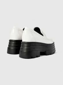 ROMWE Goth Mocasines beige para mujer, tipo Mary Jane, de piel, zapatos pequeños, zapatos de uniforme escolar japonés, zapatos de trabajo formales, con plataforma gruesa y tacón de cuña - Beis - Ver 8