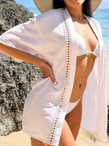 Swim Vcay Women Cute Wheat Ear Kimono Cardigan, Suitable For Summer Vacation - Pink - View 5