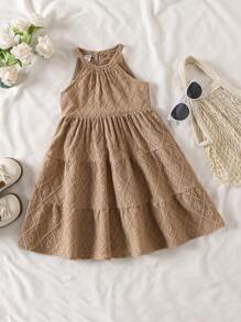 SHEIN Vintaside Kids Young Girl Casual Batik Print Ruffle Hem Halter Dress, Summer Girls Brown Dress Little Girls Khaki Dress Girls Beige Summer Dress Girls Sleeveless Aline Dress Girls Casual Dress Kids Brown Dress Little Girl Tan Dress Girls Sleeveless Summer Dress Girls Casual Aline Dress Little Girl Brown Dress Girls Sleeveless Casual Dress