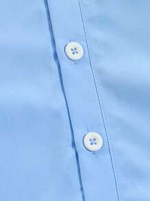 SHEIN 2 件套年轻男孩绅士服装套装，春/秋季，包括 1 件长袖翻领衬衫和 1 条带可调节吊带的及踝休闲裤，适合生日派对、婚礼、婚礼宾客、戒指持有人、花童 - 淺藍色 - 查看 5
