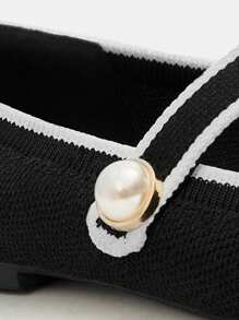 CUCCOO BASICS Women's Shoes Fashion Black Contrast Binding Elegant Mary Jane Flats For Summer Vacation Shoes Summer Back To School Shoes College Student Shoes Spring Shoes Spring Break Easter For Christmas Valentine's Day - Black - View 5