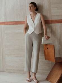 MOTF PREMIUM WOMEN'S AUTUMN PANTS - HIGH-END SLIM FIT CROPPED PANTS - Light Grey - View 8