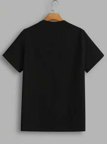 Manfinity VCAY 2 pezzi di maglietta a maniche corte con stampa di lettere a collo tondo a maglia e vestibilità regolare per uomo, pantaloni casual dritti o joggers con vita media adatti all'uso quotidiano, primavera ed estate