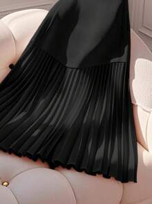 GlowEve Women Elegant Ruched Asymmetric Hem Romantic Skirt Fall Cloth For Women - Black - View 6