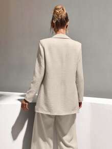 CLARA VERO Blazer de lino con un solo botón oversize, chaqueta ligera y entallada, ropa exterior casual de oficina, estilo primavera-verano