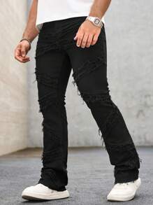 Manfinity Roghcode 男士休闲百搭纯色磨边牛仔裤