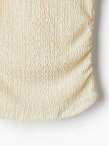 New Textured Off Shoulder Form-Fitting Cap Sleeve Women Top Fall Cloth For Women - Apricot - View 4