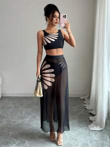 Elenzga Summer Fashion Sexy Two-Piece Swimsuit & Beach Cover Up