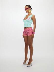 SUMWON WOMEN 女式缺口领短款背心夏季休闲无袖 - 藍色 - 查看 4