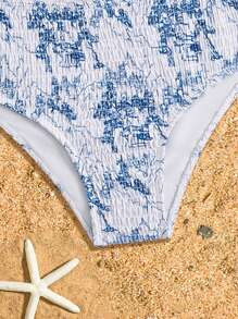 Tween Girl All Over Print Beach Vacation Swimsuit Set - Multicolor - View 5