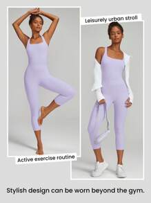 GLOWMODE 17" FeatherFit™ Go Figure Tummy Control Criss-Cross Jumpsuit Low Impact Yoga Studio Summer
