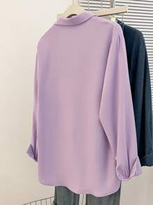 INAWLY Camisa casual de mujer de manga larga, de un solo pecho, de un solo bolsillo, de unicolor, para otoño