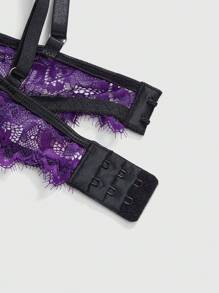 ROMWE Goth Women's Underwire Lace Bow Decorated Bralette - Purple - View 4