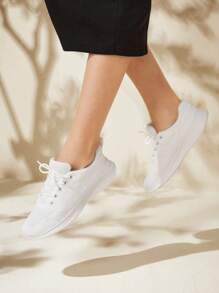 CUCCOO BASICS Ladies' Casual Outdoor Lightweight Running Sports White Shoes All Seasons Plain For Summer Vacation Shoes Summer Sports Shoes Casual Shoes Spring Shoes Easter Tainers Back To School